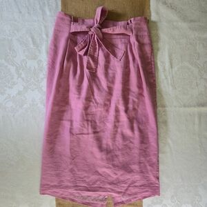 Ann Taylor Bright Pink Midi Skirt with Bow Detail Size 6 Summer with Pockets